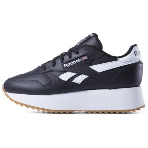 Reebok Classic Leather Double Turnschuhe Damen - Schwarz/Weiß/Rot - DE 940-ZJU